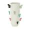 15.75" White Ceramic Butterfly Wide Decorative Vase with Multicolor Accents